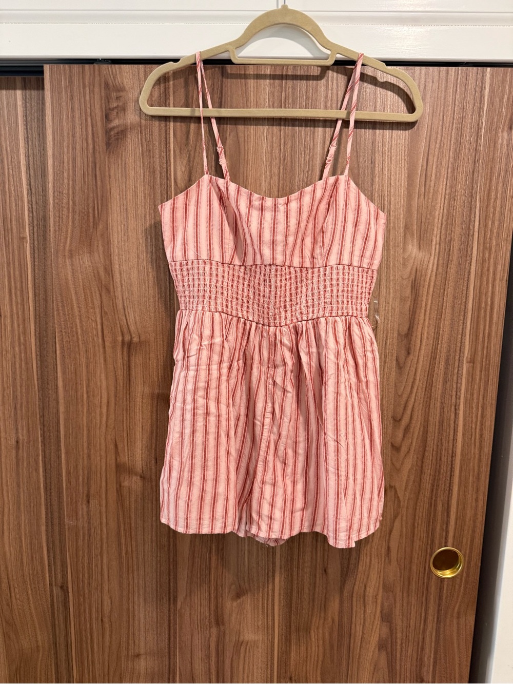American Eagle Outfitters Pink Striped Smocked Romper M